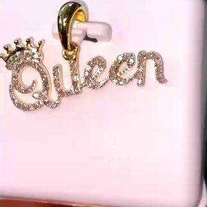 10k custom made REAL Diamond QUEEN pendant! Give her the best gift this holiday!